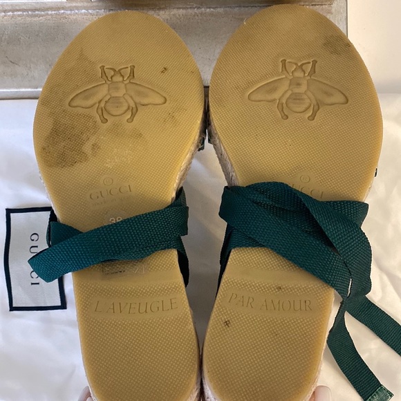 Gucci canvas/espadrille wedge sandals - Picture 5 of 7